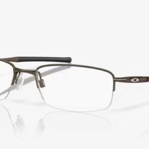 Oakley Men's Rectangular Semi-Rim Metal Glasses in Gunmetal and Black